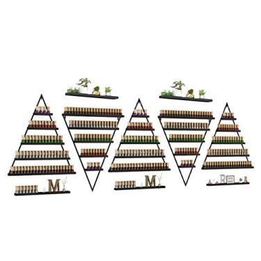 Imagem de Prateleiras de metal para guardar esmaltes de parede, prateleira de esmalte de metal, 5 camadas, prateleira de exibição de óleo essencial, loja de salão de unhas, prateleira de exibição triangular