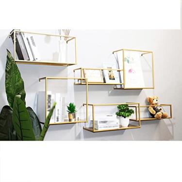 Imagem de Prateleiras de metal montadas na parede, prateleira de esmalte de ferro montada na parede, sala de estar, sala de jantar, arte de unhas, parede, TV, parede, conjunto de combinação criativa para salão