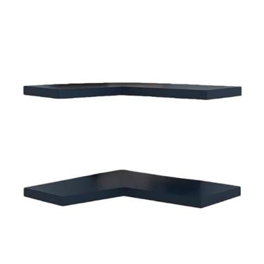 Imagem de Kit prateleira de canto cantoneira em L - 2 unidades em MDF para Quartos, Cozinhas e Salas, Organização Prática e Espaçosa para Objetos e Decorações(Azul marinho)