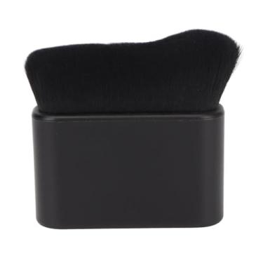 Imagem de Pincel de maquiagem liso ondulado com cerdas macias e densas para autobronzeador suave e aplicação de maquiagem corporal preto