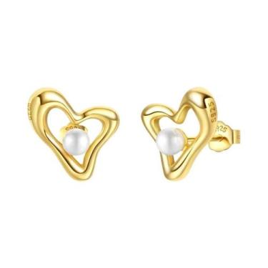 Imagem de Brincos De Pérola Clássicos Em Ouro 925 Para Mulheres, Elegantes Para 