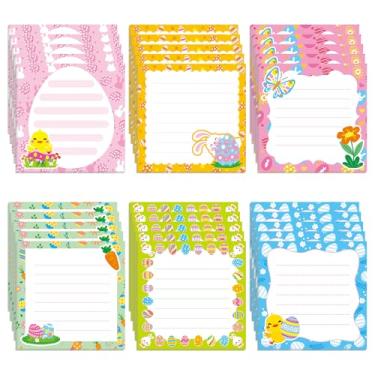 Imagem de Pacote com 30 notas adesivas de Páscoa – 600 folhas de blocos de notas adesivas de ovo de Páscoa com flores de primavera para crianças, lembrancinha de festa de Páscoa, presente de primavera, material