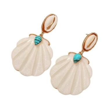 Imagem de Brincos Grandes De Casca De Coco Para Mulheres, Joias De Moda Em Resin