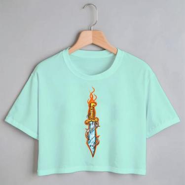 Imagem de Blusa Blusinha Camiseta Cropped TShirt Feminina Algodão Tecido Premium