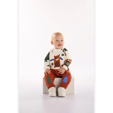 Imagem de Conjunto para Bebê Menino com Blusão e Calça Skinny Urso Amigo Três e Já-Masculino