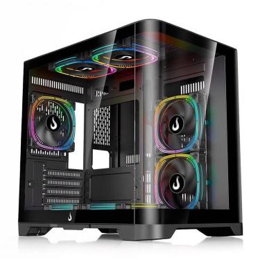Imagem de Gabinete Gamer Rise Mode Glass Curvo, M-ATX, Mid Tower, Lateral e Frental em Vidro, - RM-GA-GC-FB-Unissex