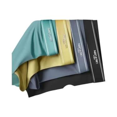 Imagem de Shorts Boxer De Malha De Seda Gelada Para Homens 4 Peças Sexy Finos U 