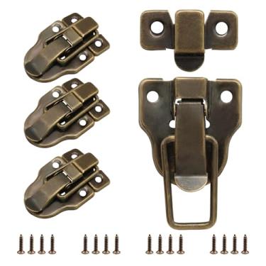 Imagem de Bivethoi Pacote com 4 ferrolho de metal com bico de pato, trava de caixa de madeira de bronze, trava de caixa de ferramentas antiga para caixa de joias/malas vintage