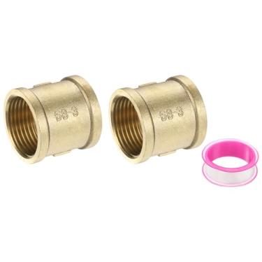 Imagem de PATIKIL Encaixe de tubulação de latão, 2 peças 2,5 cm BSP fêmea x 2,5 cm BSP conector de rosca fêmea latão hexagonal adaptador de encaixe de tubo para conversão de sistema de refrigeração a gás água