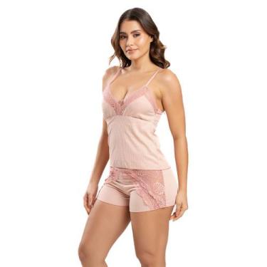Imagem de Short doll Baby doll Canelado Pijama conforto Maya, GG, Rosa