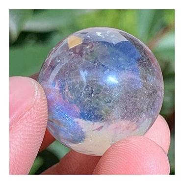 Imagem de Aura transparente esfera de cristal quartzo titânio flor aura pedras naturais e minerais decoração de pedra para casa