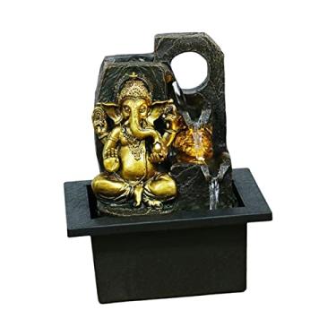 Imagem de Wswqop Estátua de Ganesha, Fonte de Água de Mesa, Escultura de Buda, Estatuetas, Elemento de Água, Cascata para Jardim de Pedras, Ornamento para, Presen, 16,5cm x 13cm x 21cm