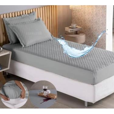 Imagem de Protetor de Colchão Impermeável, Matelado, Antialérgico, Antiácaro, Resistente a Líquidos, Toque Macio (Casal) (Solteiro Cinza)