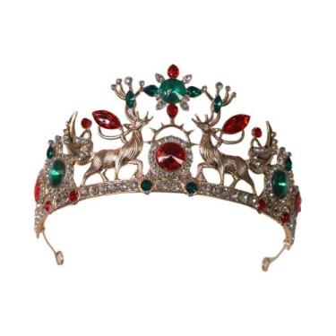 Imagem de Coroa De Natal Unissex Com Strass, Acessório De Cabelo Elegante Em Met