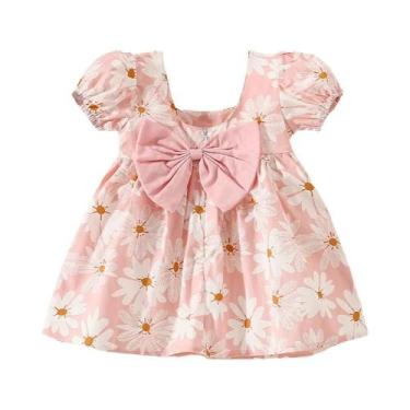 Imagem de Vestido Infantil De Verão Com Decote Quadrado E Laço De Margarida Esti
