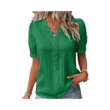 Imagem de Blusa Feminina plus Size Com Decote Em V E Mangas Vazadas, Verão, Sexy