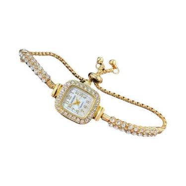 Imagem de Relógio De Pulso Feminino Pequeno Com Mostrador Quadrado, Pulseira De 