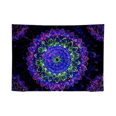 Imagem de Tapeçaria De Mão Hamsa Com Ilusão Neon, Nebulosa Cósmica, Olho Que Tud