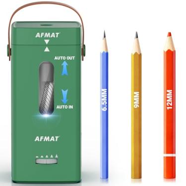 Imagem de AFMAT Apontador de lápis elétrico, apontador de lápis totalmente automático, entrada e saída automática, apontadores mãos-livres recarregáveis para lápis jumbo e coloridos (6,5 a 12 mm), portátil para