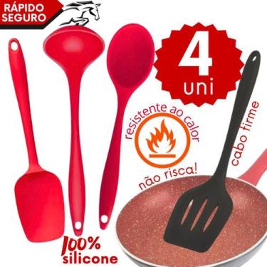 Imagem de Kit Utensílios de Silicone Concha Espátulas Colher Ideal para Panelas 