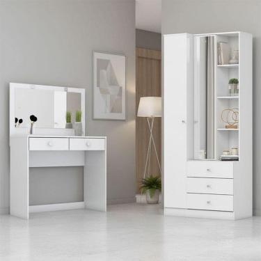 Imagem de Armário Multiuso Doha E Penteadeira Daila Ambiente Com Led Branco - Henn
