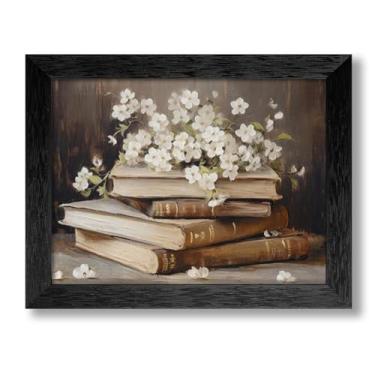 Imagem de Pôster de leitura de livros de flores, arte de parede estética floral antiga, arte de parede com núcleo de casa de campo, impressão em tela botânica para decoração de parede de casa de fazenda rústica