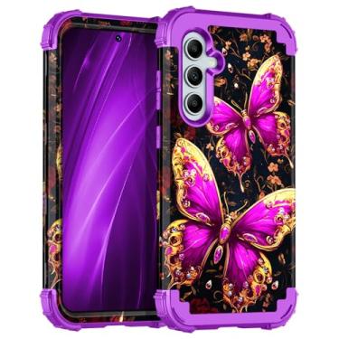 Imagem de Miqala Capa para Galaxy A55 5G/A35 5G, que brilha no escuro, três camadas, resistente, à prova de choque, proteção total de plástico rígido + capa protetora de silicone macio para Samsung Galaxy A55