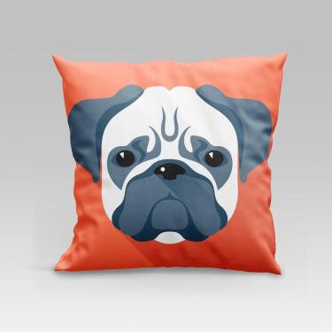 Imagem de Capa De Almofada Estampada Pet Dog Em Veludo Suede 45cm X 45cm Raças Cachorros Pug