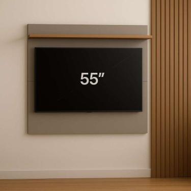 Imagem de Painel Para Tv Até 55 Polegadas Versátil 100% Mdf 1 Prateleira Simples Nature/griss