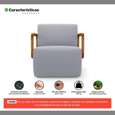 Imagem de Kit 02 Poltronas Decorativas Orgânica Living Kavya Veludo Cinza Claro - Desk Design