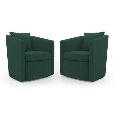 Imagem de Kit 02 Poltronas Decorativas Sala De Estar Aimê Veludo Verde Escuro - Desk Design