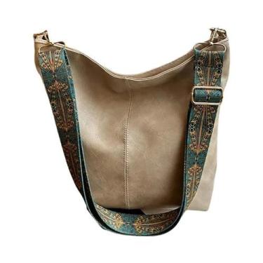Imagem de Bolsa de Ombro Feminina Vintage em PU - Alta Capacidade e Alça Ajustáv