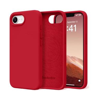 Imagem de SuydanBox Capa magnética para iPhone 16e, compatível com MagSafe, [forro de microfibra macio antiarranhões] Capa protetora de silicone fino à prova de choque para iPhone 16E de 6,1 polegadas, vermelho