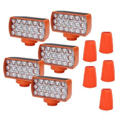 Imagem de Sinalizador Solar Viario Kit 5 Duas Cores Cone Alerta Noturna Obra Rodovia Seguranca Alerta Estrada Avenida Transito