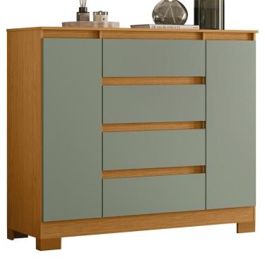 Imagem de Cômoda Sapateira Atena 2 Portas E 4 Gavetas Cinamomo-sálvia - Móveis Albatroz