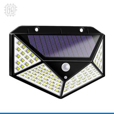 Imagem de Refletor Luminária Solar de Parede 100 Led Com Sensor de Movimento À P