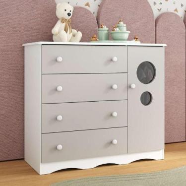 Imagem de Cômoda Infantil 95cm 1 Porta Com Vidro E 4 Gavetas Sonho Multimóveis M