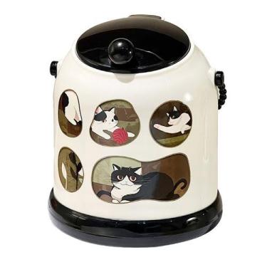 Imagem de Lata de lixo de mesa fofa com tema de gato com tampa de 15,5 x 19,5 cm