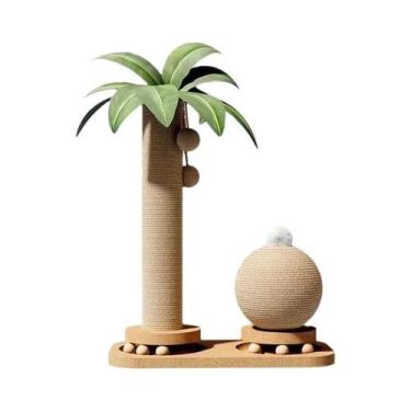 Imagem de Torre De Brincar E Arranhador Para Gatos 2 Em 1 Em Formato De Coqueiro