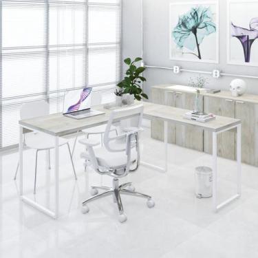 Imagem de Mesa de Escritorio em L Diretor Kuadra 150cm Est.Branca - Metalig