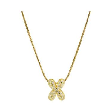 Imagem de Colar Feminino Banhado a Ouro Com Letra Inicial, Pingente De Zircônia 