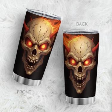 Imagem de Caneca de café Oasisdream Tumbler 600mL com estampa de caveira