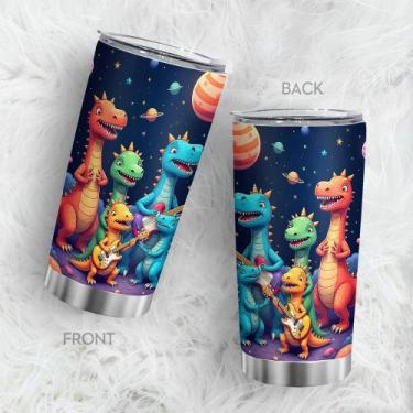 Imagem de Caneca de café Tumbler Oasisdream 600mL com estampa de dinossauro