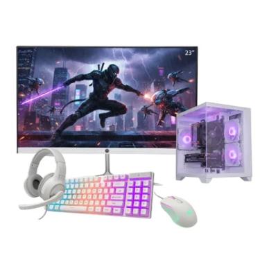 Imagem de Computador PC Gamer Intel Core i9 11ª Geração 64gb Ram Nvme 2TB, RTX 5060 8GB, Monitor 23" 180hz Curvo - Branco