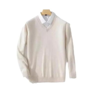 Imagem de Suéter Masculino plus Size De Cashmere Com Decote Em V, Malha Quente P