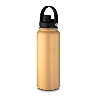 Imagem de Garrafa Parede Dupla Com Alça 1,1l Em Aço Inox Laranja