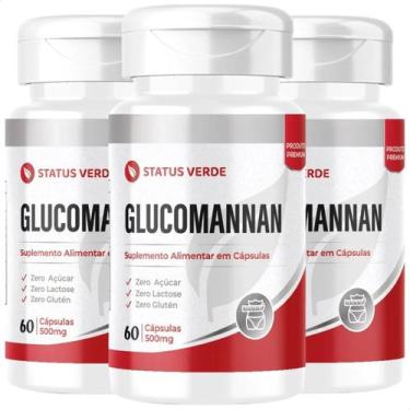 Imagem de 3 Potes Glucomannan Puro 500mg Kit 180 Cáps - Suplemento Natural