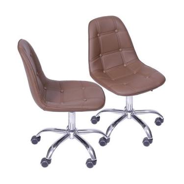 Imagem de Kit 02 Cadeiras Boxbit Dkr Eames Botonê Café Base Rodízio, CHINA, CAFE