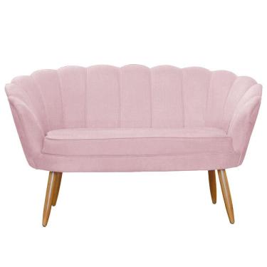 Imagem de Namoradeira Estofada 2 Lugares Para Sala Comercial Pétala Suede Rosa Bebe - LM DECOR