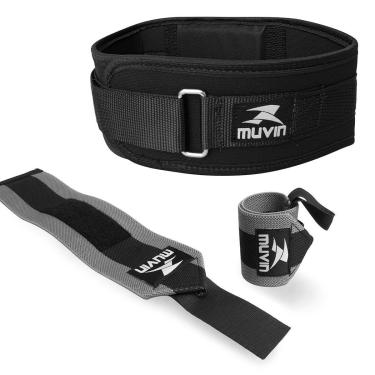 Imagem de Kit Cinturão de Musculação + Munhequeira Elástica Curta para LPO-Unissex
